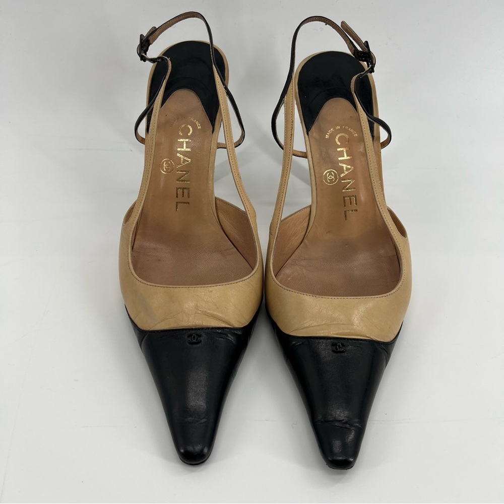 CHANEL Black and Tan Heels